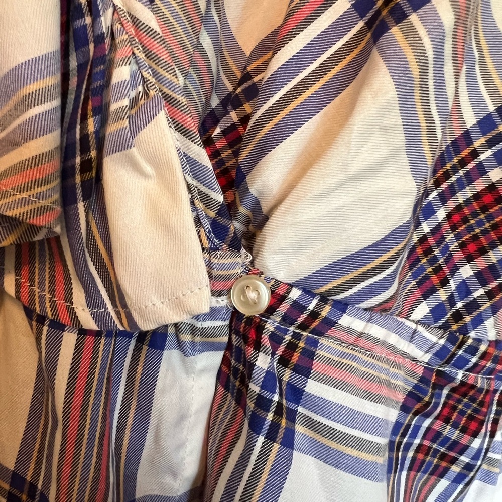 Free Assembly Women’s Plaid Ruffle Wrap Top Blouse Size XXL Curvy - Picture 6 of 10